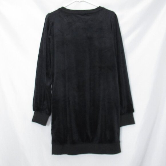 Anthropologie Daily Practice Velvet Puff-Sleeve Dress Black XS - Picture 2 of 11